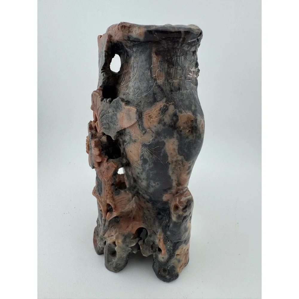 Vintage‎ 1930s Soapstone Vase Hand Carved Floral Helen Sig Tveit Home Decor